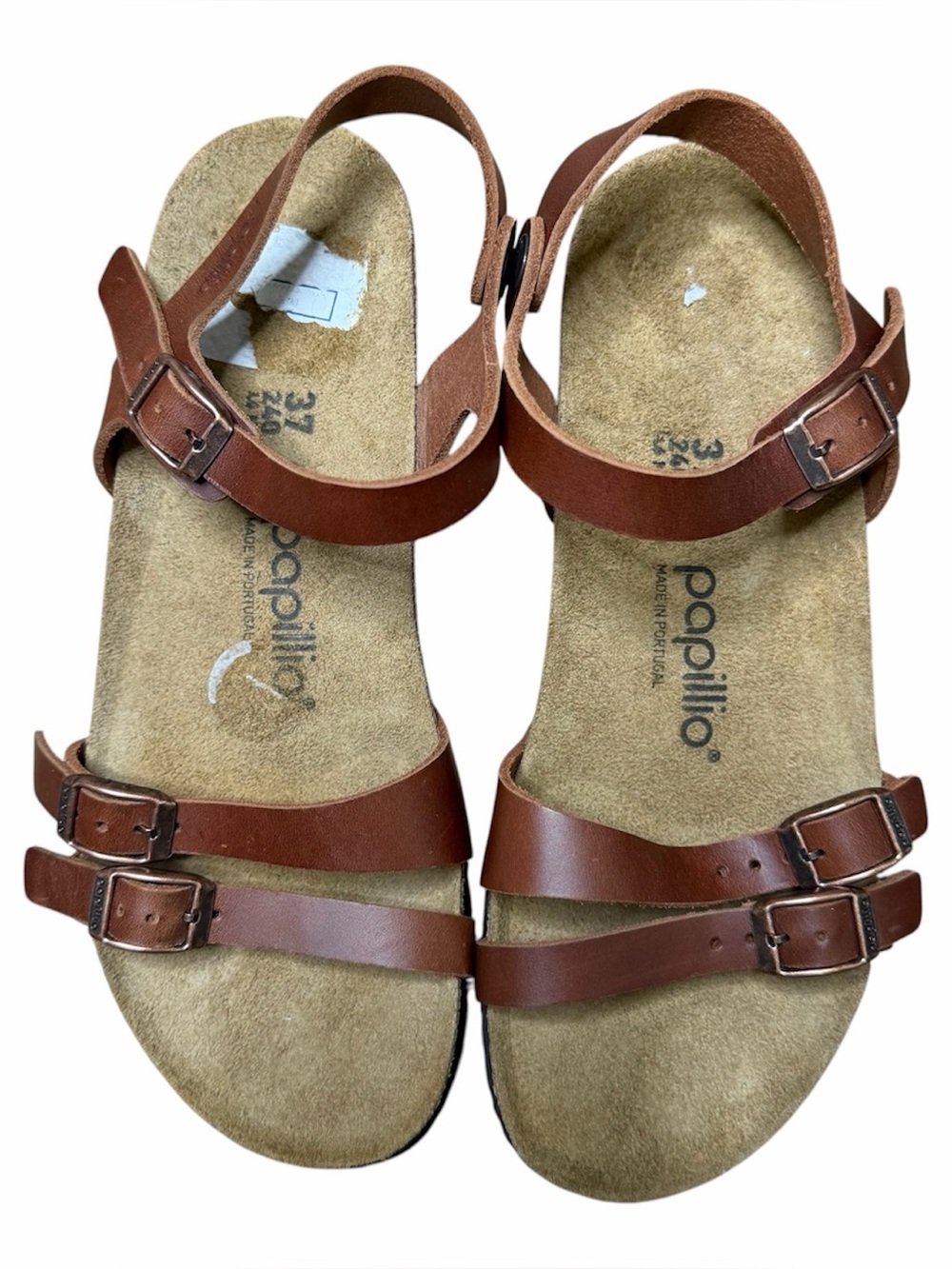 Birkenstock Papillio Lana Women’s US Size 6 / EU 37 Leather Wedge Sandals Cognac - Picture 3 of 9